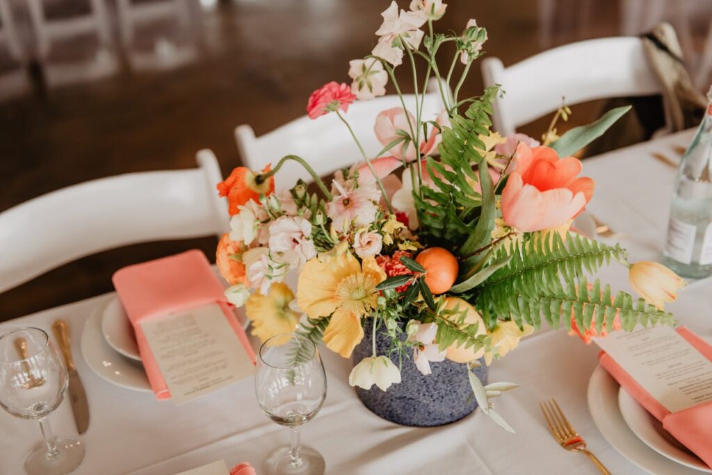 flowers on wedding table
